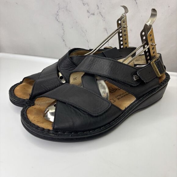 Finn Comfort Sandals Women's Slingback Black Leather Buckle sz 38 D US 7 Strappy - Picture 7 of 15